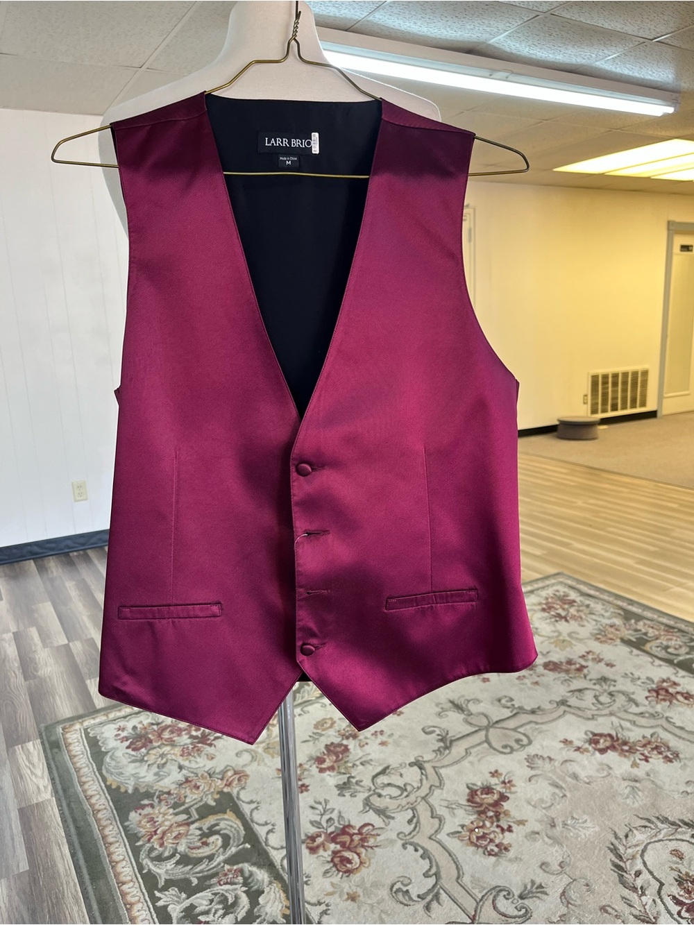 Men's Burgundy/Wine Textured Satin Formal Vest